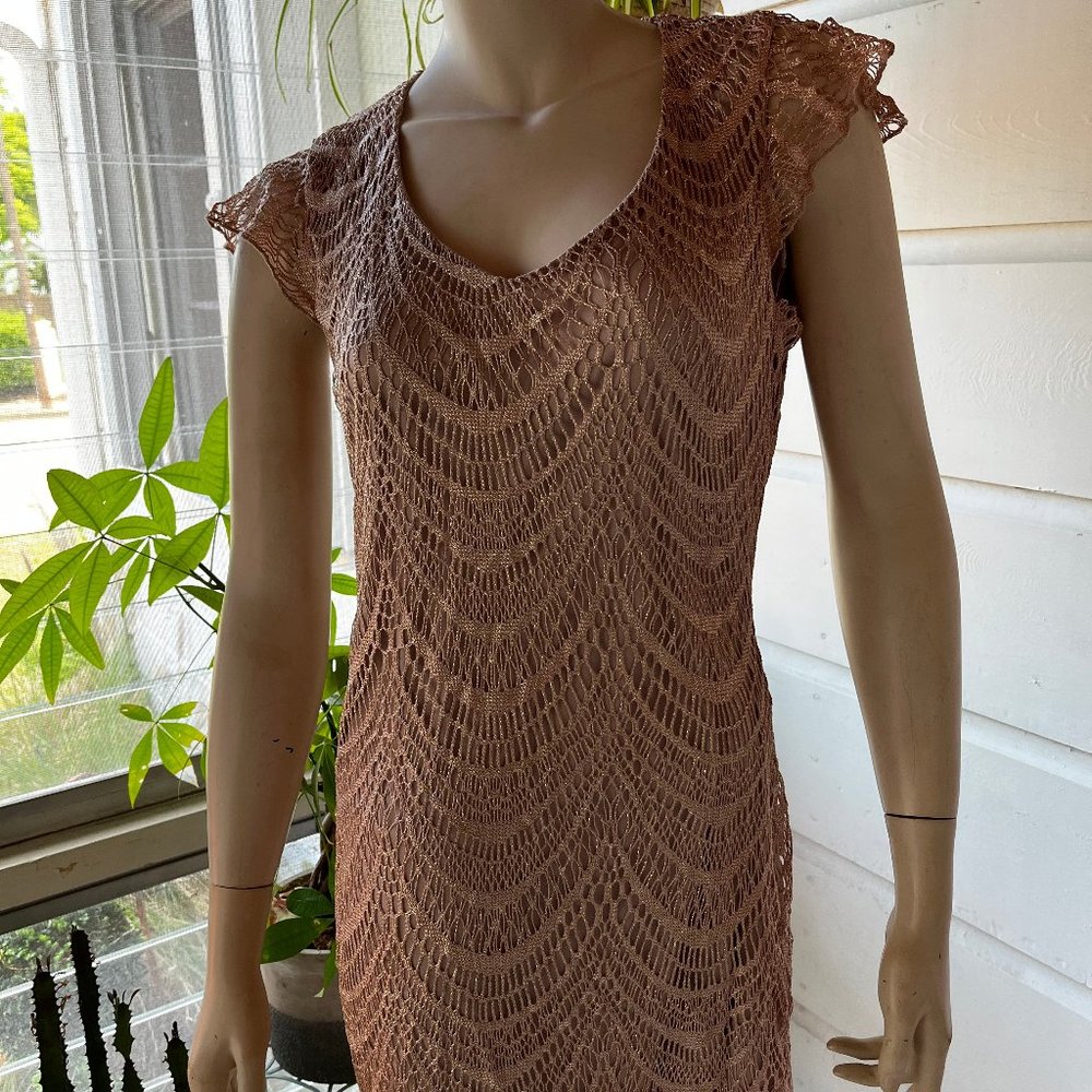 Copper crochet fringe night dress - VENUS